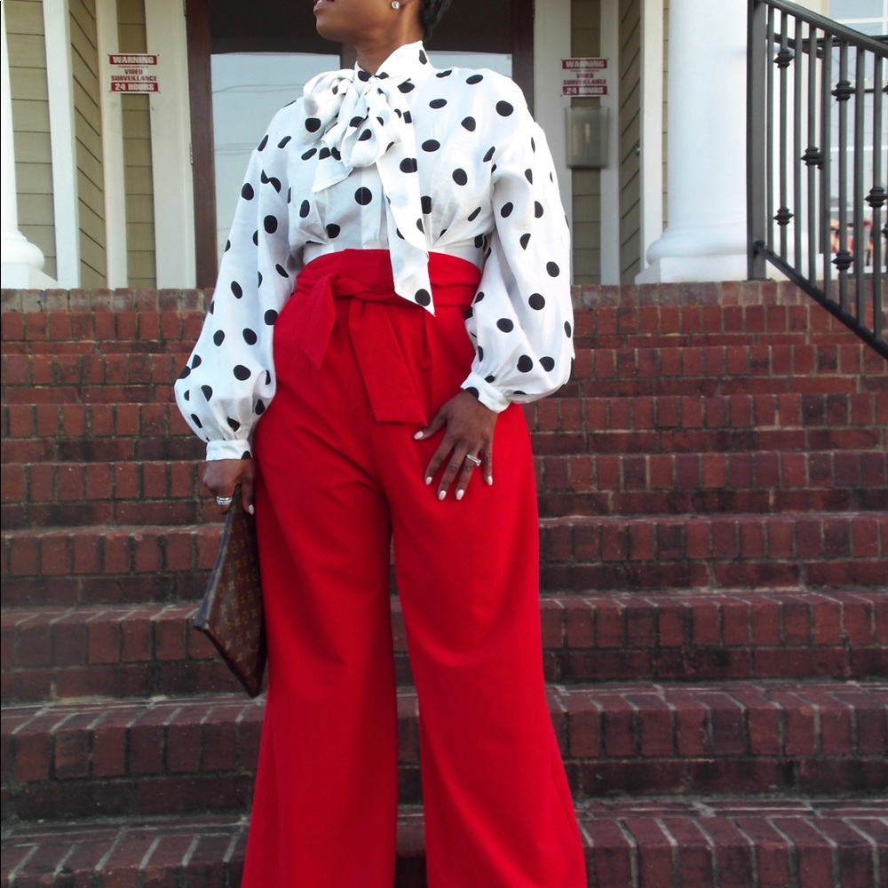 Red High Waisted Trousers